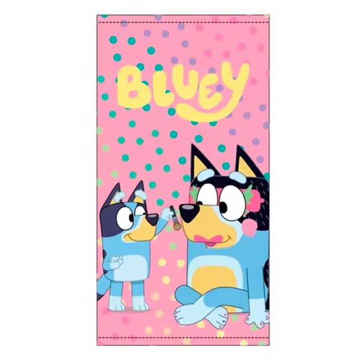 Bluey Toalla de Playa Microfibra, Toalla para Piscina, Baño, Viaje 70x140cm, Toalla Infantil para Niñas Bluey, Regalo Cumpleaños, Color Rosa - 1
