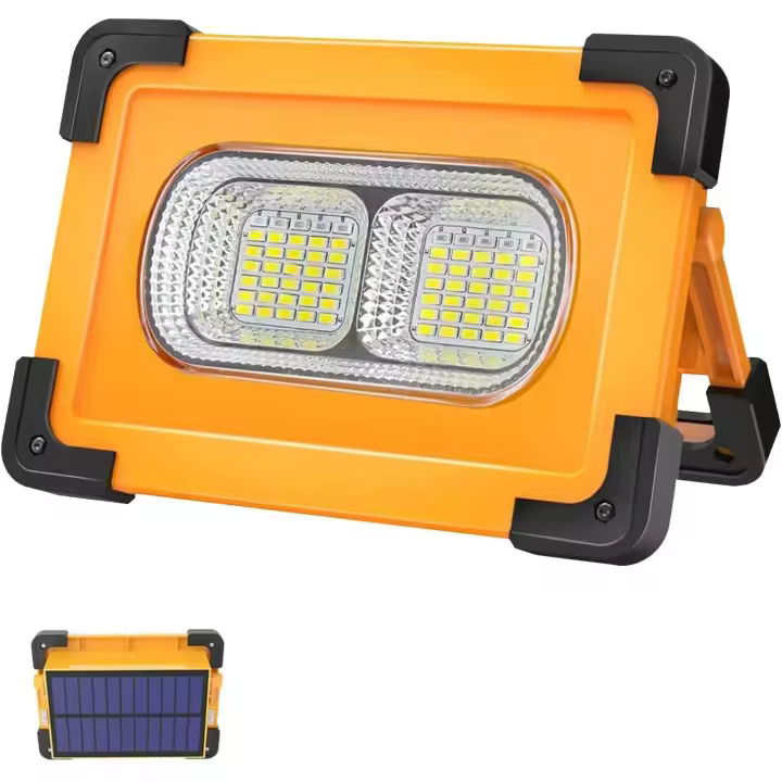 Foco LED recargable de 700 W, 3 modos, luz de trabajo superbrillante, foco LED portátil con panel solar, lámpara de obra para obras de construcción, camping, pesca, reparación de vehículos y bricolaje. - 1