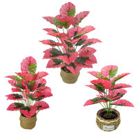 Arbusto Artificial De Hojas Rojas JESOKIN Decoración De Flores Falsas Para Hogar Oficina Fiesta Boda Simulación De Bonsái En Maceta - details 0