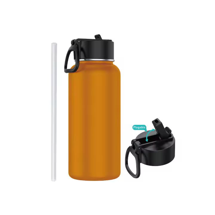 Botella de Acero Inoxidable 1 Litro o 1.2 Litro  Deportiva con Pajita (10 Colores) - Botella de Agua Térmica Reutilizable  Sin BPA  Mantiene 24H Frio / 12H Calor  Termo y Hermética - Doble Pared a Prueba de Fugas termo (XG1000 1199) - 1