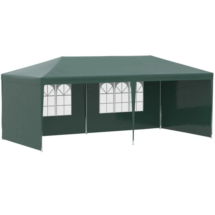 Outsunny Carpa de Jardín 6x3 m con 4 Paredes Laterales y 2 Ventanas Visibles Cenador Gazebo de Exterior con Marco de Acero para Fiestas Eventos Bodas - 1