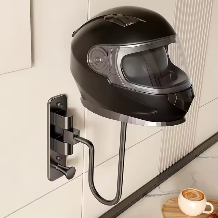 Soporte De Gafas De Motocicleta Para Pared Con Ganchos Para Llaveros Y Bolsos Rotación De 180° Almacenamiento De Chaquetas Y Gorras Material De Aluminio Espacial Unisex - 1