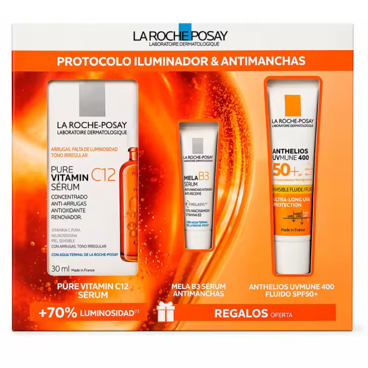 La Roche Posay Pure Vitamin C12 Serum 30 Ml + Regalo Mela B3 Serum 3 ml y Anthelios Uvmune 400 Fluido Spf50+ 15 ml Pack - 1