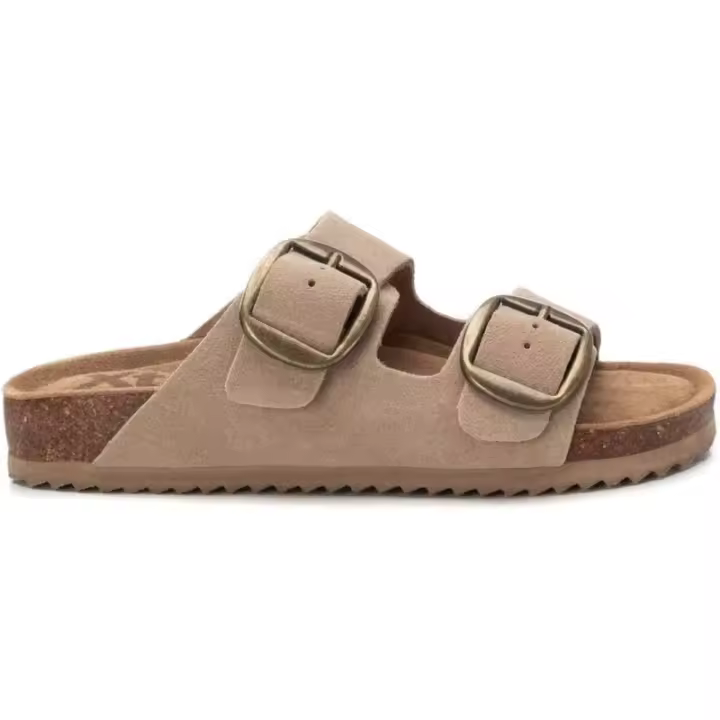 XTI – Mujer – Beige – Sandalia de Serraje, Hebillas, Planta Bio, Suela Antideslizante - 1