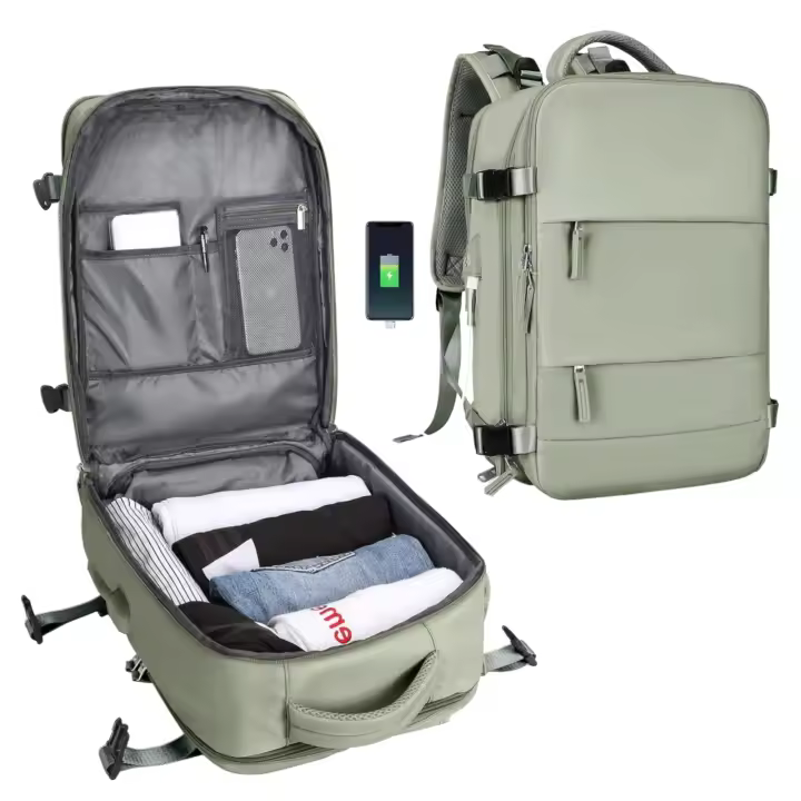 Mochipa de Viaje para Cabina de Avión 45x36x20 para Vueling, EasyJet, ryanair Equipo de Mano Impermeable y Espaciosa with Para Compartment Zapatos y Puerto USB Mochila Antirobo Multifunctional para Viajes y Escapadas ( 2210-002 2350D1) - 1