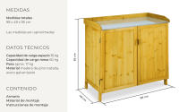 Tectake - Armario de jardín de madera VITA, Con superficie de trabajo galvanizada, Bandas de protección por 3 lados, Superficie amplia para trasplantar sus macetas o preparar la carne para la barbacoa, Con estante  98 x 48 x 95 cm - details 4