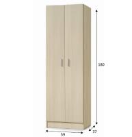 Meimon Armario MULTIUSOS 2 puertas en acabado Roble, con 3 estantes regulables, tablero melaminizado TIPO E1, cantos melamínicos, trasera MDF blanca, bisagras metálicas, tiradores ABS gris aluminio, tacos antirruido, medidas 180x59x37 cm, soporta 45 kg - details 3
