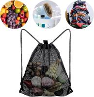 Mochilas de malla con cordón, bolsa de malla negra resistente para playa, gimnasio, compras, natación - details 3
