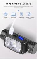 Linterna Frontal LED Potente USB Recargable 3 Modos Inducción Por Batería 18650 XHP50 Para Salidas De Noche Camping Al Aire Libre - details 8