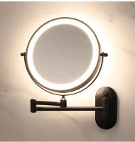 Espejo De Baño Plegable De 8 Pulgadas Negro Con Luz Y Ajuste De Intensidad Iluminación Para Maquillaje Espejo De Vanidad Magnificado 10x Montado En La Pared - details 8