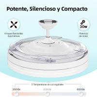 Ostark Ventilador de Techo con Luz LED Retráctil 106cm, 4 Aspas, Control por APP y Mando a Distancia, Potencia Total 66W, Temporizador, 6 Velocidades, 3 Temperaturas de Luz, Función Verano-Invierno, Silencioso, Negro Ostark-leduni - details 0