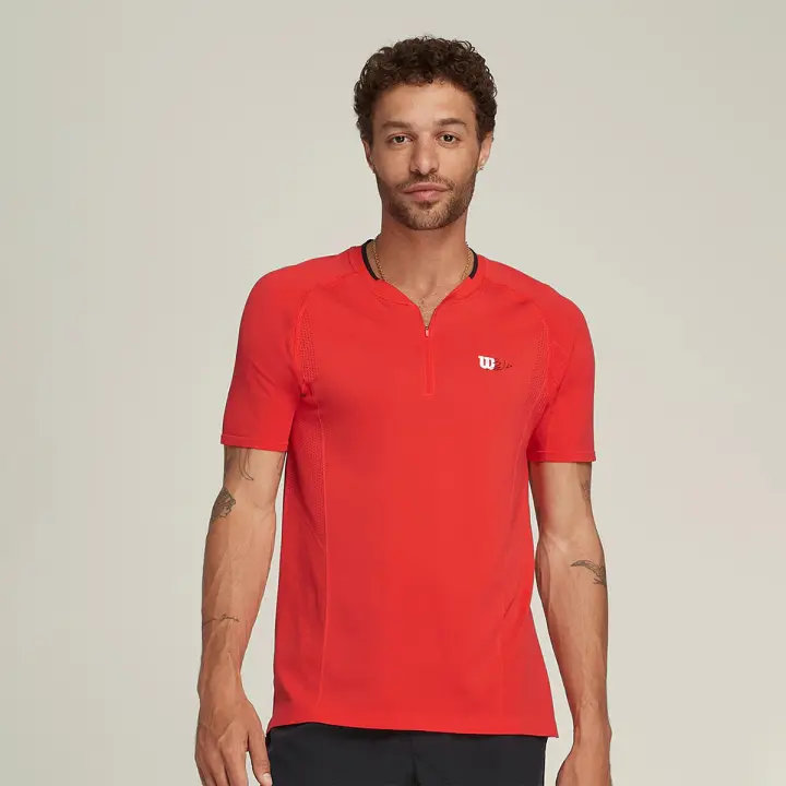 Camiseta Wilson Bela Series Seamless Zip Henley 2.0 - Blanca / Roja / Negra - 1