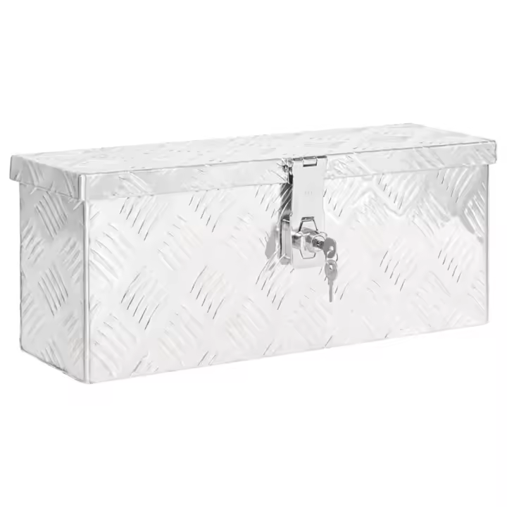 vidaXL Caja de Almacenaje de Aluminio Herramientas Remolque Baúl Tapa Color Negro,  Plateado, y mas - 1