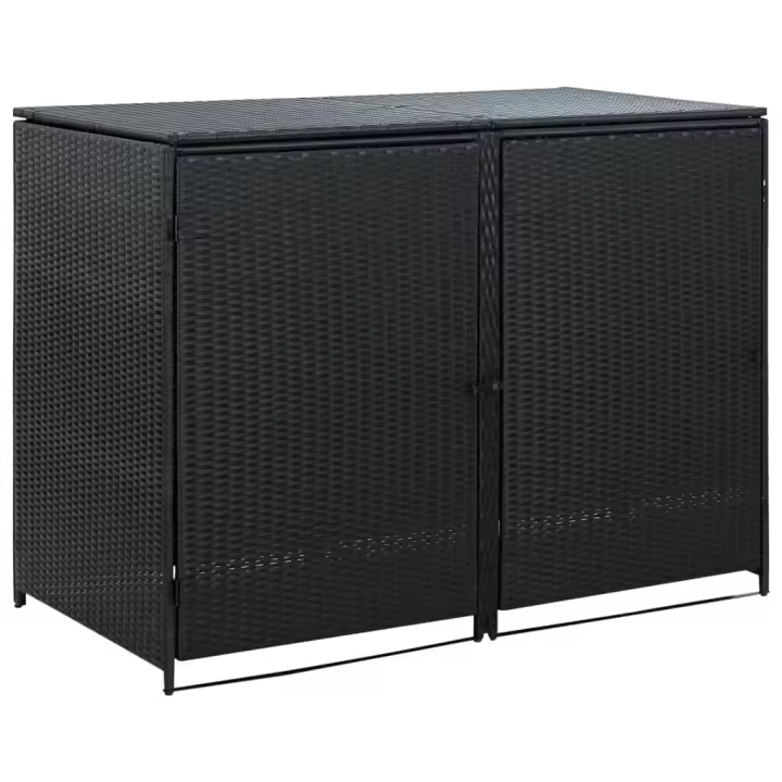 vidaXL Cobertizo Doble Contenedor Basura Ratán Compostaje Patio Jardín Color Negro,  Antracita, y mas - 1