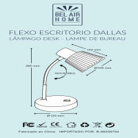 BEL AIR HOME - Lámpara de Escritorio DALLAS | Metal, Altura 40cm, Base 15cm | Interruptor ON/OFF, Ideal Oficina y Mesita Noche | E-27 - details 2
