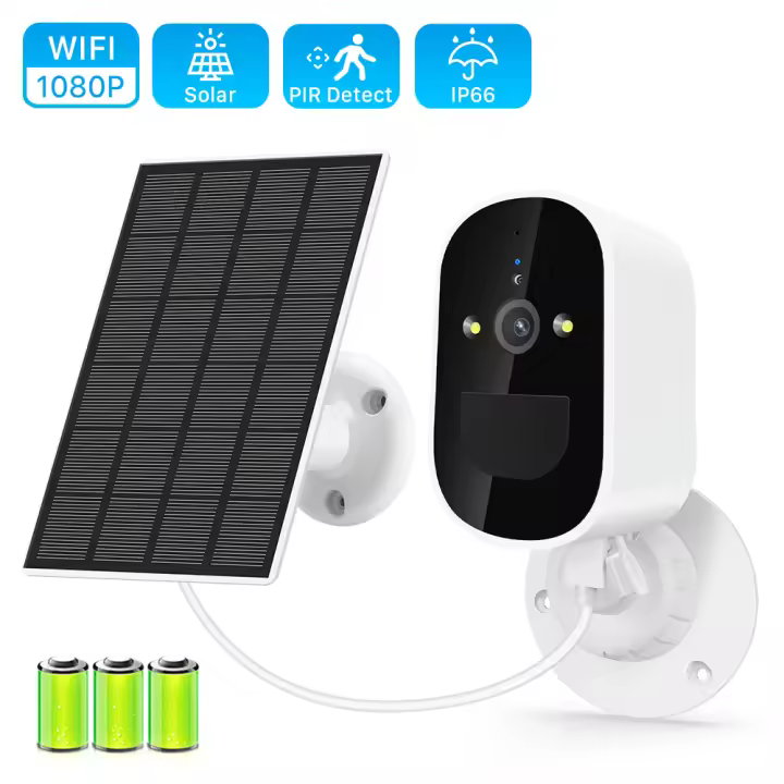 Cámara de vigilancia solar inalámbrica Wifi, cámara de seguridad exterior IP Full HD, IP66 impermeable con batería de 6000 mAh - 1