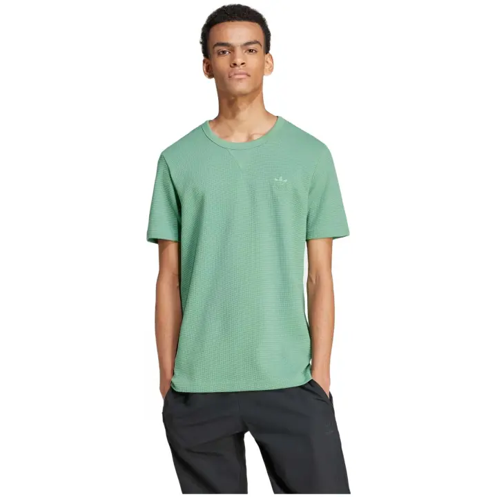 Camiseta de Manga Corta Adidas Trefoil Essentials Waffle para hombre en color verde - 1