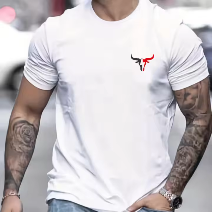 Camiseta De Verano Para Hombre Estampado Casual Cuello Redondo Manga Corta Transpirable Ropa De Calle Simple Top Para Hombres - 1