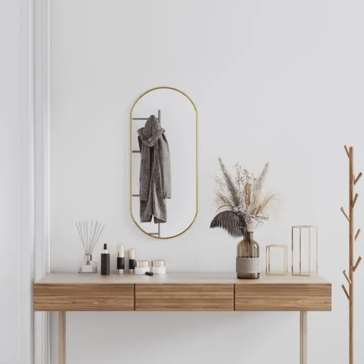 vidaXL Espejo de pared ovalado dorado 80x35 cm - 1