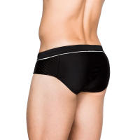 Bikini De Baño Para Hombres Sexy Slip Briefs De Baño De Cintura Baja Color Negro Shorts Malla Cordón Surf Beachwear - details 1