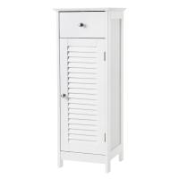 Armario blanco para baño de pie, rinconera con 1 cajón, 1 puerta de persiana, solución de almacenaje - details 0