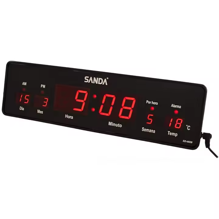 Reloj digital LED, hora, dia, mes,  temperatura, alarma, semana - 1