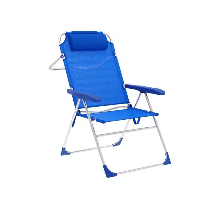 Marbueno Silla Plegable 5 Posiciones Aluminio con Cojin Azul Playa y Piscina 67X66X99 cm 10247 - 1