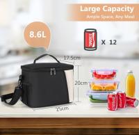 Bolsa Termica Porta Alimentos 8.6L, Nevera Portatil Negra, Fiambreras Comida Trabajo, Escuela y Picnic. Fiambrera Termica Con Cubiertos Para Llevar - details 3