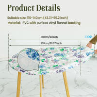 Mantel Redondo Vinilo Con Espalda De Terciopelo Tamaño 120cm Estampado Floral Cubierta Elástica Para Comedor Al Aire Libre Picnic - details 8