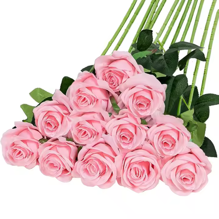 12pcs Arreglo De Rosas Artificiales Realistas Para Bodas Cumpleaños Y Más Decoración Floral Para El Hogar Y Arreglo De Flores - 1