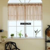 Cortina Corta Bohemia Japonesa 1pc En Poliéster Con Borlas Estilo Rod Pezón Para Ventana Puerta Armario Decoración De Ventanas Y Puertas - details 3
