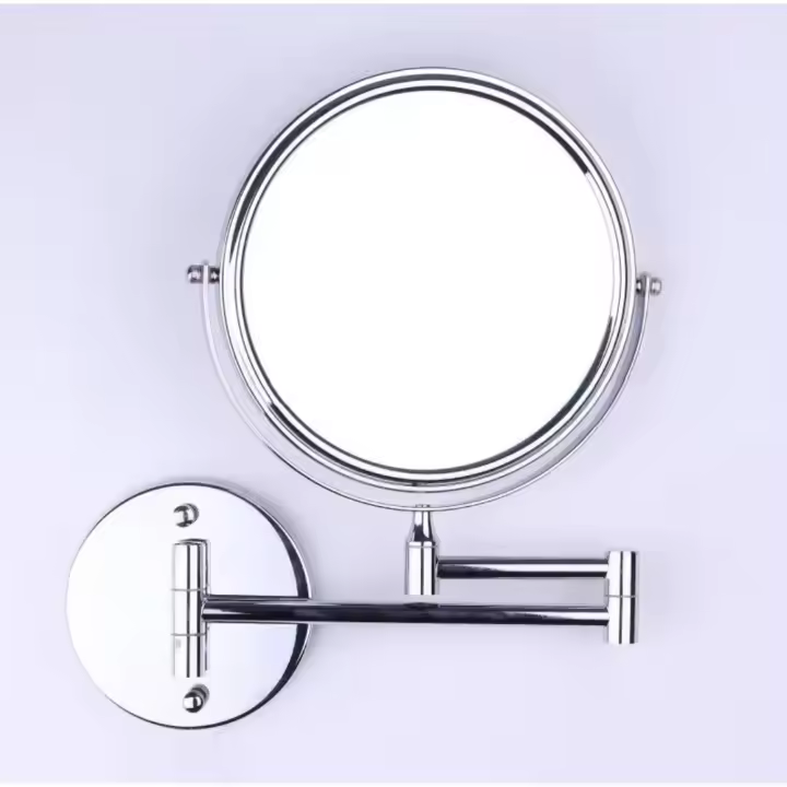 Espejo de baño de brazo plegable montado en la pared con luz LED, aumento de 10X, doble cara, atenuación táctil, Espejos de maquillaje - 1