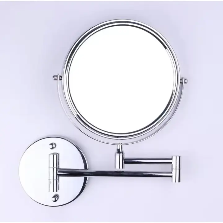 Espejo de baño de brazo plegable montado en la pared con luz LED, aumento de 10X, doble cara, atenuación táctil, Espejos de maquillaje - 1