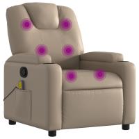 vidaXL Sillón de masaje reclinable cuero sintético Negro, Crema, Marrón Sillon Dormitorio Sillon Comodos Silla Relax Sillón Sofá - details 2