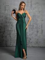 Vestido De Fiesta Mgiacy Con Diseño De Puntadas En El Pecho Y Cuello Encañonado En Tela De Poliéster Con Cinturón Y Abertura En La Parte Inferior Vestido De Bodas Vestido De Ball Vestido De Party - details 1