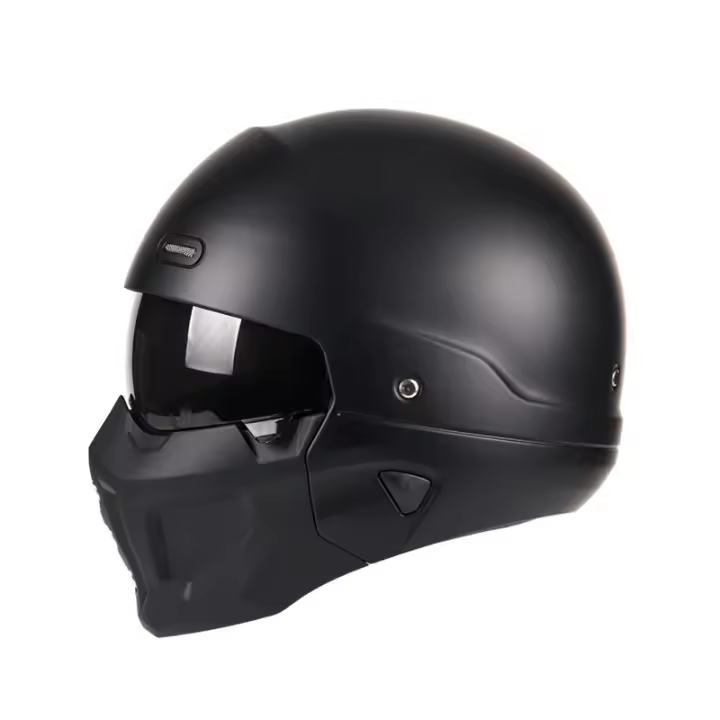Casco Retro Desmontable Para Motocicleta Y Bicicleta Con Libera Rápida ABS Casco De Carrocería Completa Negro Mate Estilo Modular Clásico Profesional Unisex - 1