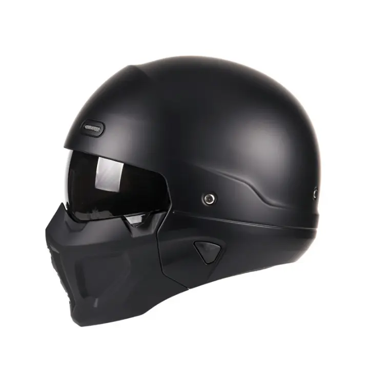 Casco Retro Desmontable Para Motocicleta Y Bicicleta Con Libera Rápida ABS Casco De Carrocería Completa Negro Mate Estilo Modular Clásico Profesional Unisex - 1