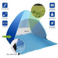Carpa Automática Para Playa Con Protección Solar UPF50+ Carpa Portátil Para Camping Y Pesca Sombrilla De Playa Doble Capacidad 190T Poliéster Resistente Al Agua - details 1