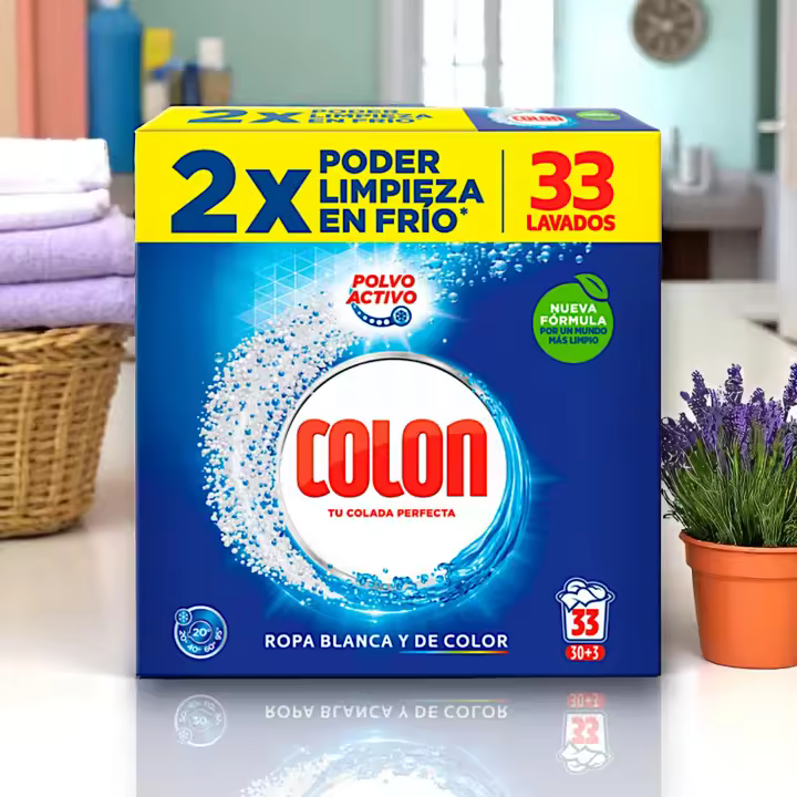 Pack de Limpieza del Hogar - Detergente en Polvo Colon 33 Lavados + Lavavajillas Concentrado Limón Verde Coral Elena 1100ml - Mas Limpieza Calidad y Ahorro - Pack de Limpieza y Ahorro - COLON. - 1