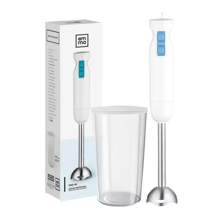 Emma BATIDORA DE MANO ACERO INOXIDABLE 700W VELOCIDADES VARIABLES PERFECTO USO PARA ALIMENTOS PARA BEBES, SOPAS, BATIDOS, PURE, SALSA COLOR MORADO700W - 1