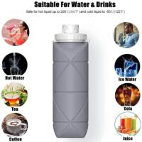 Botella plegable de silicona Rosa 600ml Calidad Médica Libre de BPA botella deportiva flexible Fácil de limpiar Stock Lider Sin goteo agua Cómodos y sin sabor a plástico botellas de agua para hacer ejercicio running fitness - details 2