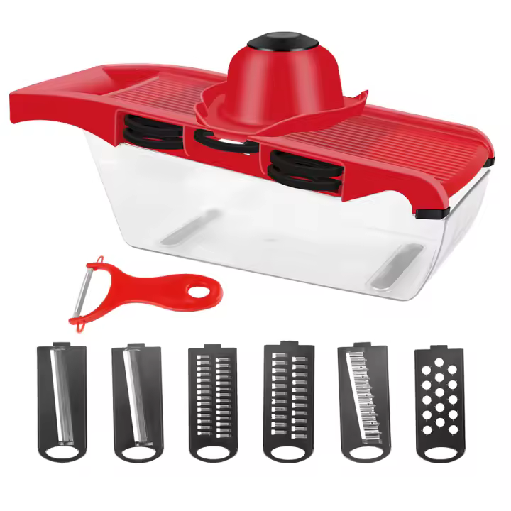 HILIFE Cortador De Frutas Multifuncional Con 6 Hojas Rallador De Verduras Herramienta De Cocina Eco-amigable Plástico Y Acero Inoxidable - 1