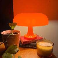 Lámpara De Mesa Clásica En Forma De Hongos Para Dormitorio Diseñadora Danesa Lámpara De Noche Decorativa En Color Naranja Estilo Bauhaus Moderno - details 6