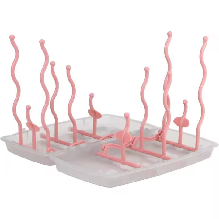 Baby Bottle Drying Rack, Foldable Drying Rack Baby Bottles, Drainer for Baby Bottles with 12 Holders,BPA-Free (wine red) - 1