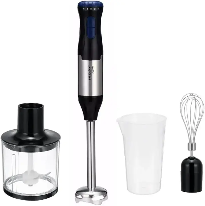 Batidora de mano 1000W, 5 Velocidad regulable + Turbo, 4-en-1 Picadora Eléctrica Maple inoxidable Incluye Vaso medio, Picador y Emulsionador | Pica hielo, Pies freezados, Frutos Secos - 1