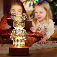 Luz Nocturna Proyección De Fuegos Artificiales Oso 3D USB Con Colorido Y Dimming Para Decoración De Habitación Y Ambiente - details 2