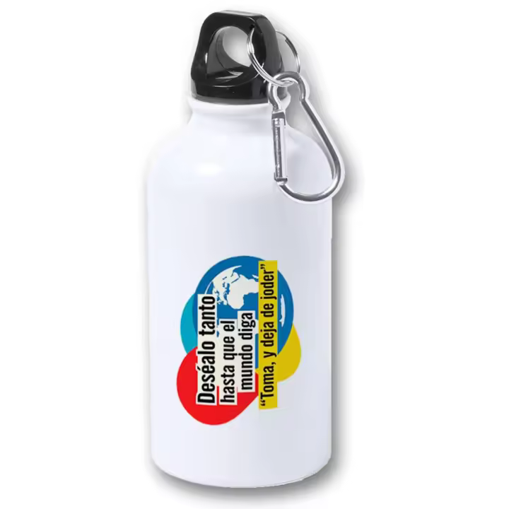 MERCHANDMANIA Bidón 400ml metálico frase motivadora deseo sueño esfuerzo para viaje y deporte - 1