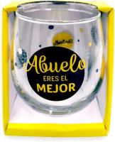 Vaso de vidrio con la frase "Abuelo eres el Mejor" y elementos decorativos - details 0