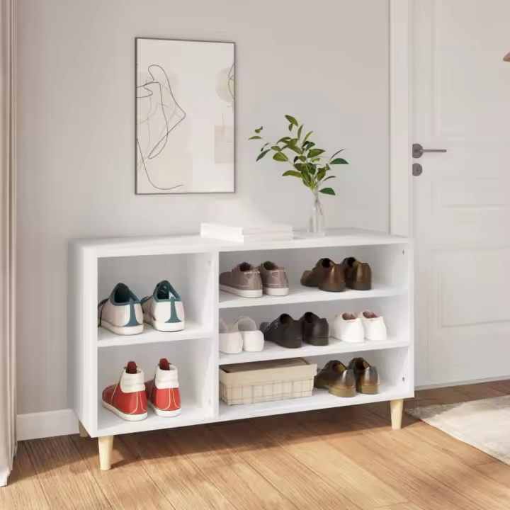 vidaXL Mueble zapatero madera contrachapada blanco 102x36x60 cm - 1
