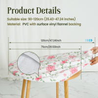 Mantel Redondo Vinilo Con Espalda De Terciopelo Tamaño 120cm Estampado Floral Cubierta Elástica Para Comedor Al Aire Libre Picnic - details 1
